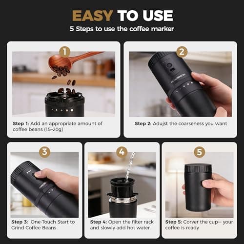 HAUSHOF Travel Coffee Maker,Coffee Grinder for Home,Camping — view 5