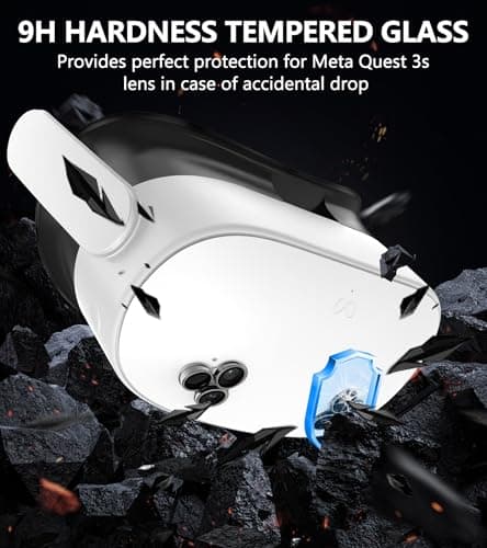 Silicone Cover Set Compatible with Meta/Oculus Quest 3s Accessories, Silicone Face Cover, Controller Grip Cover, VR Shell Cover, Protective Lens Cover, Camera Lens Protector, Skin for Quest 3s (Black) — view 3