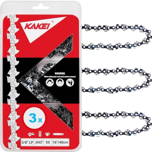 KAKEI Chainsaw Chain 16 Inch 3/8" LP Pitch .043" Gauge 55 Drive Links- 61PMM3 55 Fits Stihl MS170, MS171, MS180c - 36100050055, R55 (3 Chains)