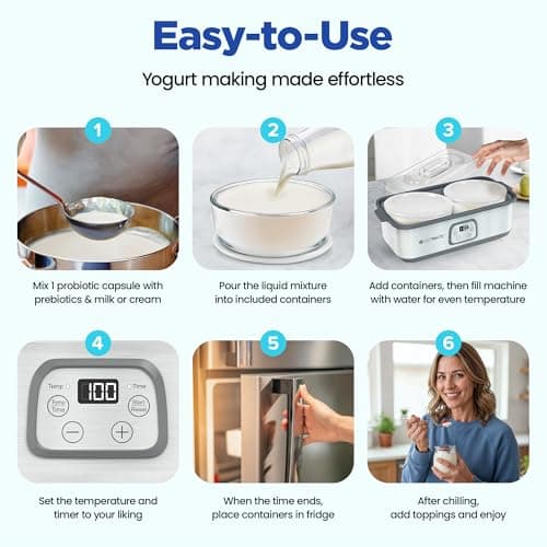 Ultimate Probiotic Yogurt Maker with Adjustable Time & Temperature Control, Make Trillions of Probiotics for Better Gut Health, Two 1-Quart Containers for Larger Batches, ULTIMATE LIFETIME WARRANTY — view 3