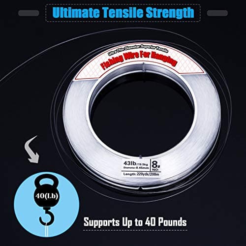 Clear Fishing Wire, Acejoz 656FT Fishing Line Clear Invisible Hanging Wire Strong Nylon String Supports 40 Pounds for Balloon Garland Hanging Decorations — view 3