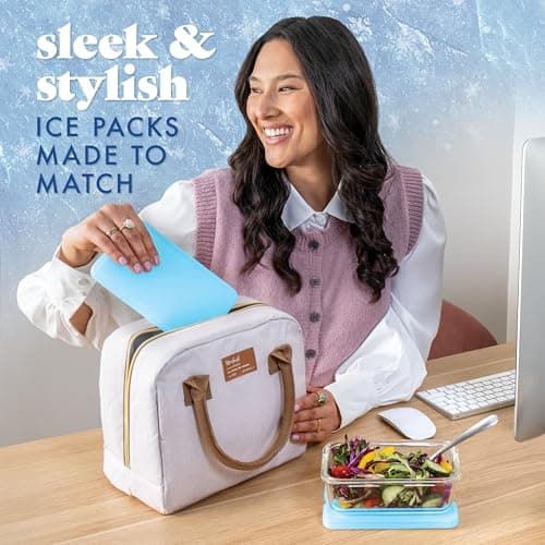 Cool Coolers by Fit & Fresh 4 Pack XL Slim Ice Packs, Quick Freeze Space Saving Reusable Ice Packs for Lunch Boxes or Coolers, Blue, 239ICE, 4 count (Pack of 1) — view 6