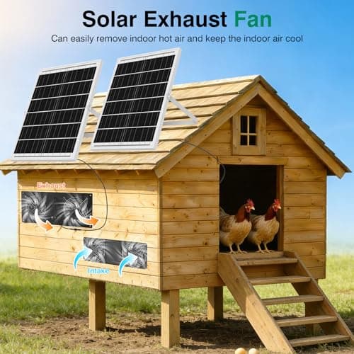 40W Solar Powered Exhaust Fan with 18000mAh Battery & Timer, 3500RPM High-Speed Waterproof Ventilation Fan for Chicken Coop, Greenhouse, Shed, Pet House & Window — view 2