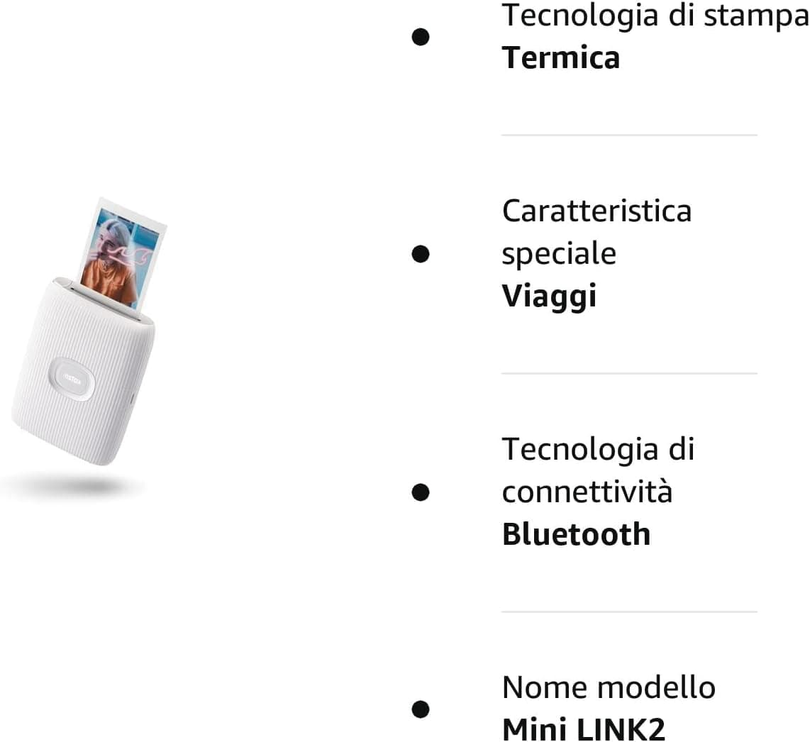 INSTAX mini LINK2 mini film format portable smartphone instant photo printer, multiple templates, Clay White — view 5