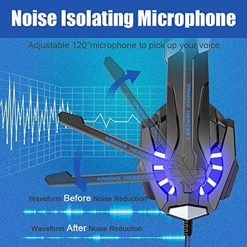 BENGOO G9000 Stereo Gaming Headset for PS4 PC Xbox One PS5 Controller, Noise Cancelling Over Ear Headphones with Mic, LED Light, 7.1 Surround Sound, Soft Memory Earmuffs for Nintendo Xbox Series X|S — view 3