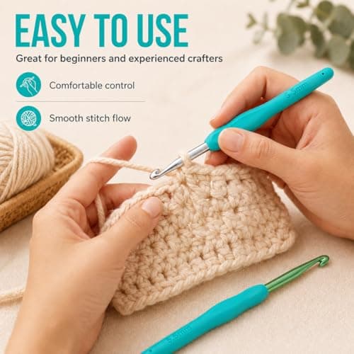 2-Pack 5.5mm Crochet Hooks, Ergonomic Soft Grip Knitting Needles for Arthritis Hands & Beginners, Extra Long Smooth Aluminum Hooks for Yarn Crafts (Size 5.5mm) — view 5