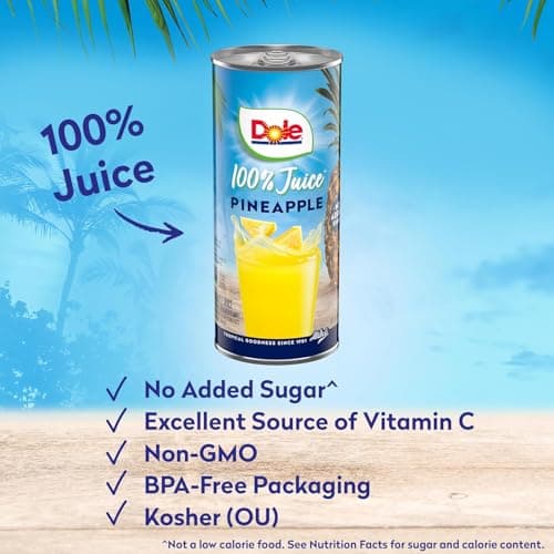 Dole 100% Pineapple Juice, 8.0 Fl Oz, Pack of 24 — view 2