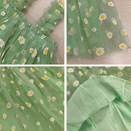 AGQT Baby Girls Tutu Dress Sleeveless Kids Tulle Princess Birthday Dresses Formal Party Gowns Green Daisy-Lace Size 18-24 Months — view 6