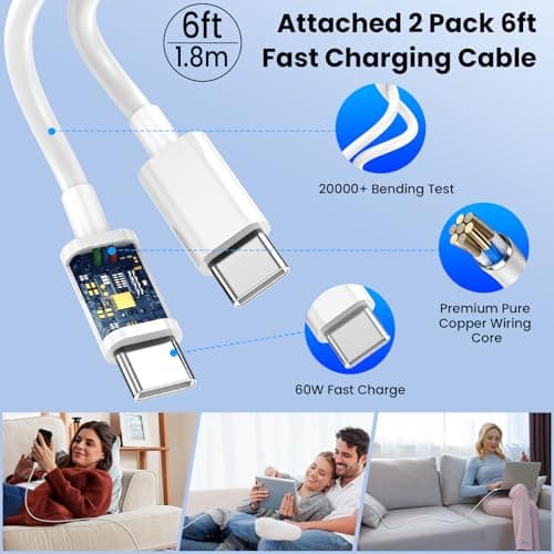 iPhone 17 Pro Max Charger Fast Charging, 40W USB C Super Fast Charger Block with 6ft Type C Charging Cable Cord for iPhone 17 Pro Max/17 Pro/Air/17/16/16 Pro/16 Pro Max/Plus/15/15 Pro/15 ProMax/S25 — view 3