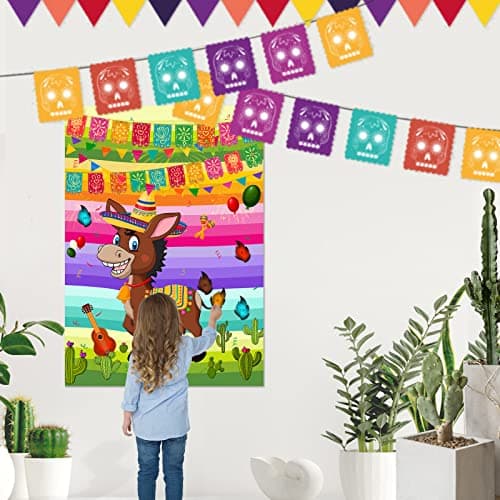 ASTARON Pin The Tail on The Donkey Mexican Donkey Game for Cinco De Mayo Party, Mexican Party Fiesta Themed Party, Kids Birthday Supplies — view 4