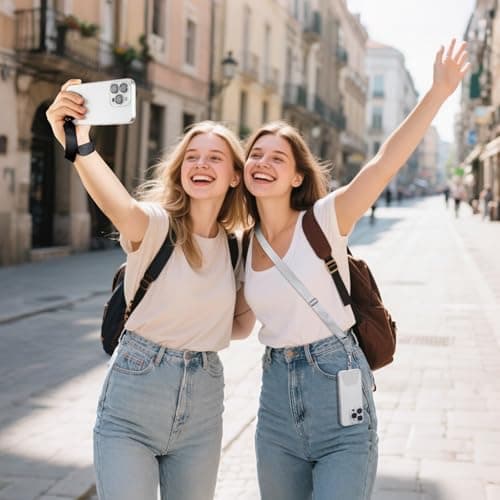 takyu Phone Lanyard, 2 Pack Crossbody Anti-Drop Neck and Wrist Strap with 2 Pcs Tether Patches, Secure Hands-Free Compatible for iPhone Samsung Perfect for Nurses, Teachers, Travel, Hiking Black+Gray