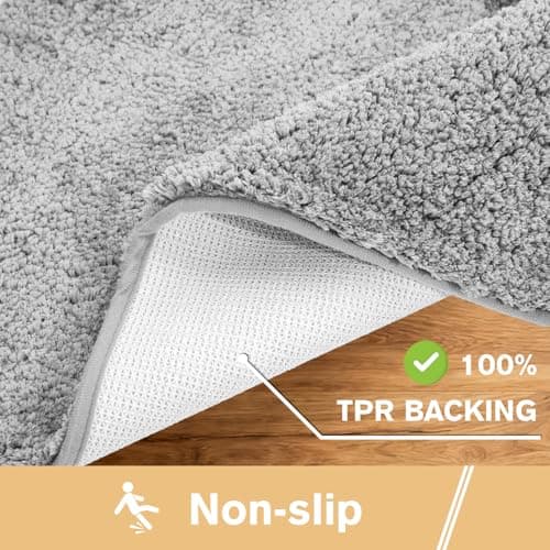 Kildoss Gray Bath Mat 17"x24" – High-Density Microfiber Bathroom Mat, Small Non Slip Absorbent Washable Bath Mats for Bathroom, Soft Plush Floor Mat for Vanity — view 4