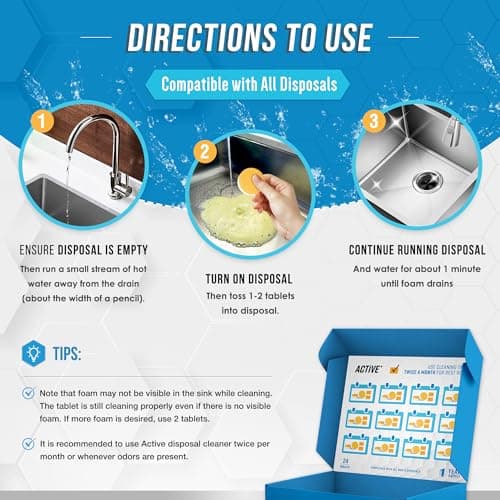 Garbage Disposal Cleaner Deodorizer Tablets - 24 Pack, New Powerful XL Foaming Tablet - Fresh Citrus Foam Sink Garburator Disposer Freshener, Natural Kitchen Drain Cleaning Care - 1 Year Supply — view 3