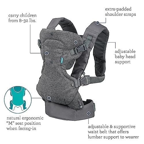 Infantino Flip 4-in-1 Baby Carrier Convertible Ergonomic, Gray — view 4