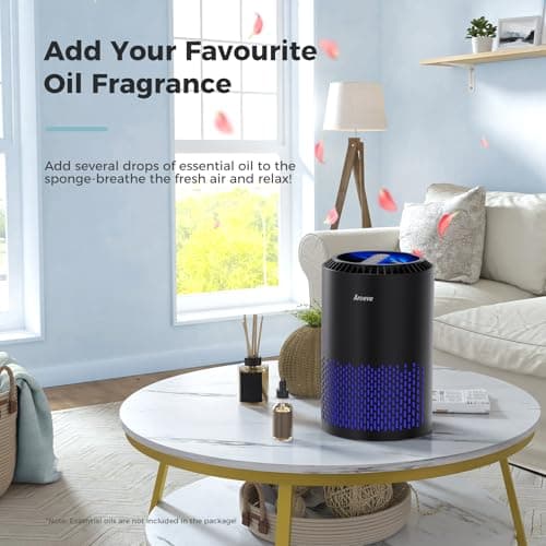 AROEVE Air Purifiers for Bedroom Home, Air Purifier For Smoke Pollen Dander Hair Smell Air Cleaner with Sleep Mode Speed Control For Bedroom Office, MK01- Black(Available for California) — view 4