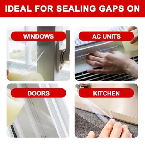 PackYard Transparent Window Seal Weather Sealing Tape 2 Inch x 35 Yards Weather Stripping Residue Free Clear Window Insulation Tape for Shower Glass Gaps and Doors Windproof Tape — view 3