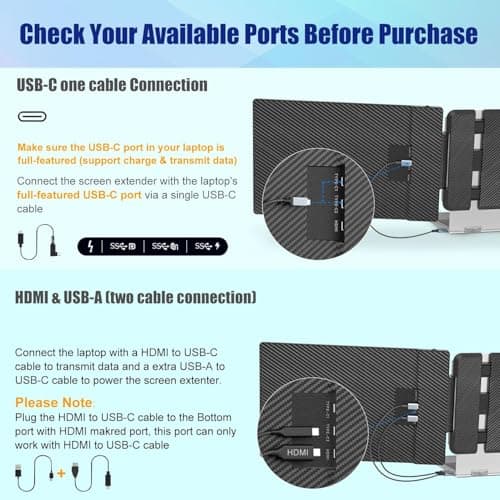 KEFEYA Laptop Screen Extender, 14" FHD 1080P IPS Laptop Monitor Extender Dual Screen, Portable Monitor for Laptops 13-17" with USB-C/HDMI Port, Plug n Play for Windows/Mac/Android/Switch/PS5 — view 2