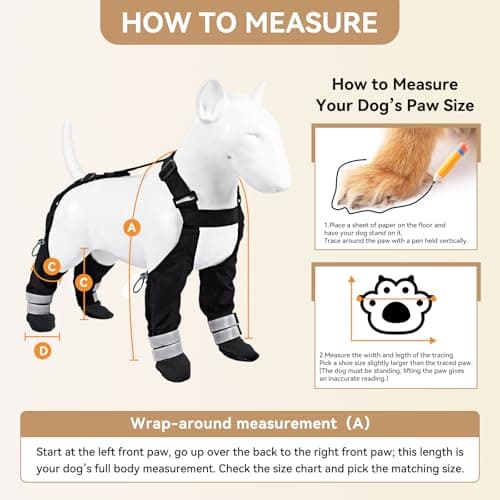 Dog Suspender Boots for Large Dogs – Waterproof & Non-Slip Dog Paw Protectors with Adjustable Straps & Reflective Strips, All-in-One Connected Dog Boots for Outdoor Walks, Snow, Rain, Hiking (L) — view 3