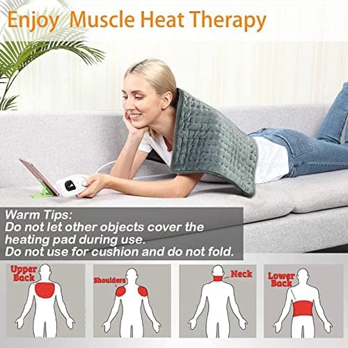 Heating Pad Electric Heat Pad, Hot Heated Pad,Moist Heat Heating Pad Moist and Dry Heat,Multiple Temp and Timer Settings (Gray green, 24"X12") — view 6