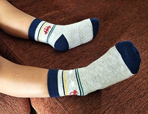 RATIVE Non Skid Anti Slip Cotton Crew Baby Babies Toddler Toddlers Socks for Boy Boys 2T 3T 2T-3T 12-24 12-18 Months With Grip Grippers (1-3T,RB-71112) — view 7