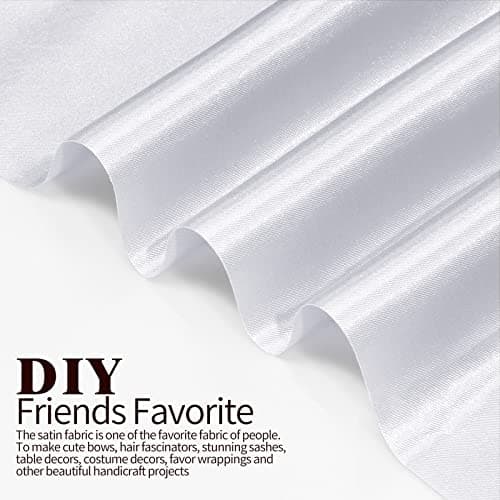Horbaunal White Satin Fabric 55 Inch Wide by The Yard, Soft Charmeuse Satin Fabric for Wedding Dress, DIY Craftings, Costumes, 1 Yard — view 2