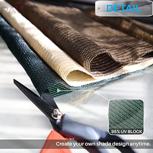 Patio 6' x 15' Sun Shade Fabric Roll 6/8/12 FT Shade Cloth for Patio, Outdoor Mesh Sail Sun Shades Canopy Replacement Pergola Cover for Backyard Deck Porch, Green — view 2