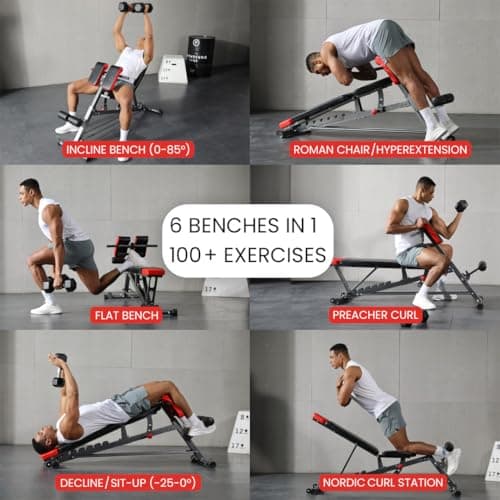 Finer Form Multi-Functional FID Weight Bench for Full All-in-One Body Workout – Hyper Back Extension, Roman Chair, Adjustable Ab Sit up Bench, Incline Decline Bench, Flat Bench — view 2