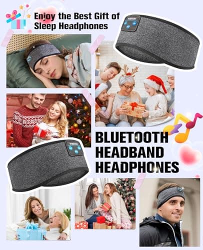 Voerou Sleep Headphones, Bluetooth 5.4 Headband, Wireless Sleeping Headphones with Ultra-Thin Speakers & Comfortable Fabric, Suitable for Sleeping Yoga Meditation Reading Audiobooks — view 7