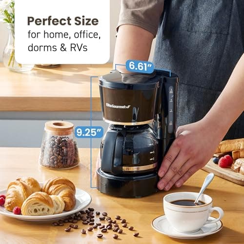 Elite Gourmet EHC-5055 Automatic 5-Cup Brew & Drip Coffee Maker with Pause N Serve Reusable Filter, On/Off Switch, Water Level Indicator — view 3