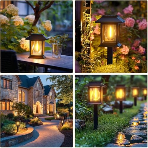 Solar Lights Outdoor Garden Decorations 4 Pack Pathway Lights Waterproof Auto On/Off Solar Garden Stake Lights for Landscape Path Yard Patio Driveway Walkway Décor — view 5