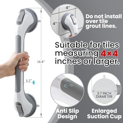 TAILI Grab Bars for Shower,Suction Shower Handles Rails,2 Pack,16.8",Grey — view 2
