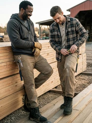 WORK IDEA Men's Double Knee Work Pants Heavy Duty Canvas Cargo Pants — view 4