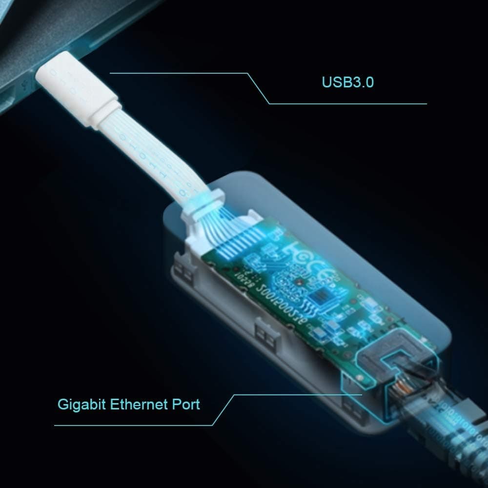 TP-Link UE300C - Adaptador USB-C a Ethernet, Puerto Gigabit 10/100/1000Mpbs, USB 3.0, Plug & Play, Ultra Compacto, Compatible con Windows, MacOS, Linux, Chrome OS — view 3