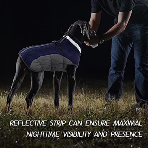 FUAMEY Dog Coat for Medium Dogs,Waterproof Dog Winter Jacket with Harness Built in Puppy Cold Weather Coats Reflective Pet Vest with Zipper Warm Fleece Dogs Snowsuit Windproof Blue M — view 4