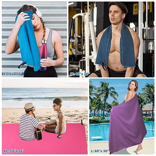BOGI Microfiber Travel Sports Towel-Quick Dry Towel, Soft Lightweight Microfiber Camping Towel Absorbent Compact Travel Towel for Camping Gym Yoga Swimming Backpacking (L:60''x30''+16''x16''-Nblue) — view 8