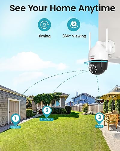 DEKCO 2K Outdoor Security Camera with 360 Degree Pan-Tilt Motion Tracking, Home Camera Surveillance Exterieur, WiFi Camera, Full Color Night Vision Sound-Light Alarm, 2-Way Audio, Waterproof — view 3