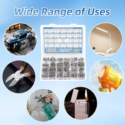 380PCS Stainless Steel Compression Springs Assortment Kit - Small & Tiny Springs with 23 Different Sizes, Metal Compression Springs for Pen Repair, Home DIY, Workshop & Industrial Use — view 5