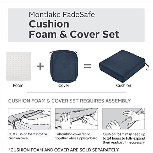 Classic Accessories Montlake Patio Fade Safe Seat Cushion Slip Cover, Heather Indigo 23" Wx25 Dx5 T — view 2