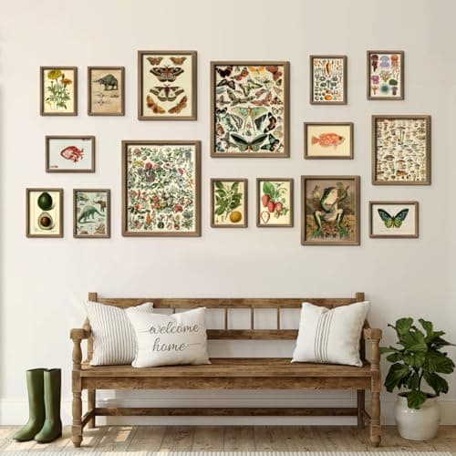 ANERZA 16 PCS Vintage Wall Art Decor, Botanical Cottagecore Wall Collage Kit for Bedroom, Farmhouse Posters for Room Aesthetic, Wall Prints Pictures for Living Room, Rustic Dorm Gallery Home Decor — view 4