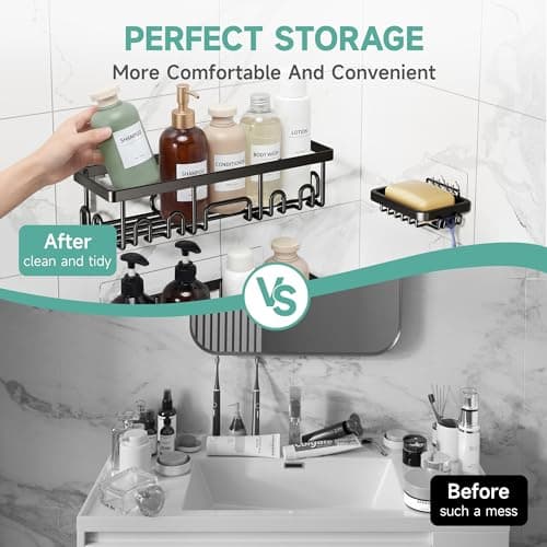 Veken Large Capacity Shower Caddy 3-Pack, Rustproof & Waterproof Shelves — view 9
