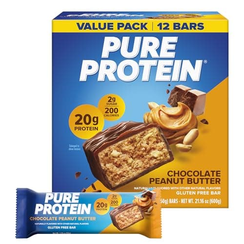 Pure Protein Chocolate Peanut Butter Protein Bars, 20g Protein, 12 Ct