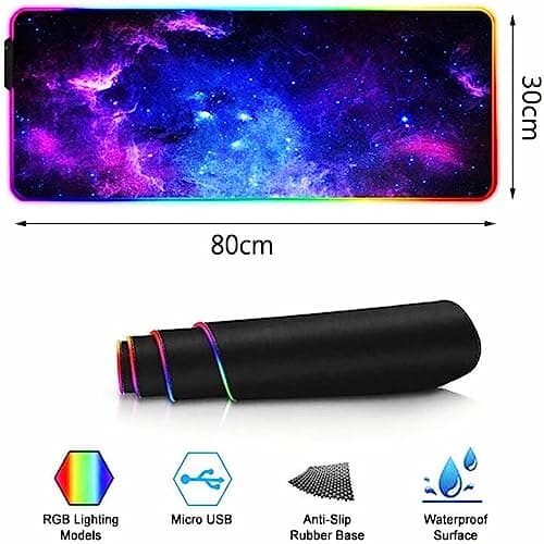 TEKXDD RGB Gaming Mouse Pad - Mousepad, XXL Extended 12 LED Modes Mouse Desk Pad 31.5X 11.8inch, Non-Slip Rubber Base, Desk Mat Mousepad for Computers, PC, Laptop and Office — view 4