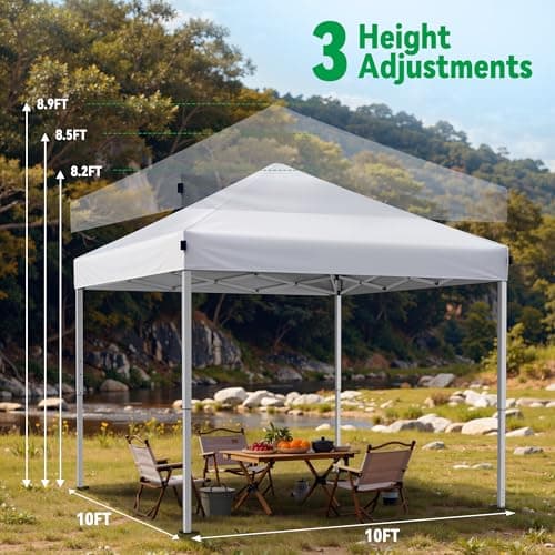 Driftalia 10x10 Pop Up Canopy Tent, Instant Setup Portable Canopy with Carry Bag, 4 Sandbags and 8 Stakes for Outdoor Events, Parties & Camping - White — view 3