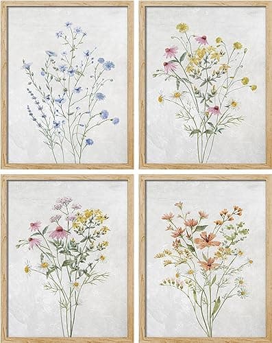 SIGNWIN Poster Colorful Wildflower Still Life Floral Botanical Print Nature Illustrations Decorative Country/Farmhouse Rustic Cozy Zen for Living Room, Bedroom, Office - 8"x10"x 4