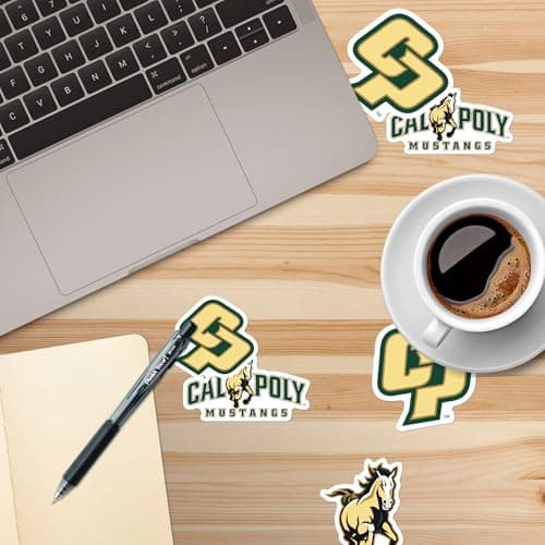 California Polytechnic State University Spirit Logos 50ct Vinyl Large Deluxe Stickers Variety Pack - Laptop, Water Bottle, Scrapbooking, Tablet, Skateboard, Indoor/Outdoor — view 4
