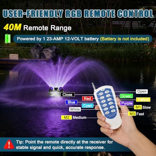 Floating Pond Fountain, 750W 110V 15,000 GPH Pond Pump with 4 RGB Lighting, 100-Foot Power Cord for Small & Large Ponds, Lakes — view 2