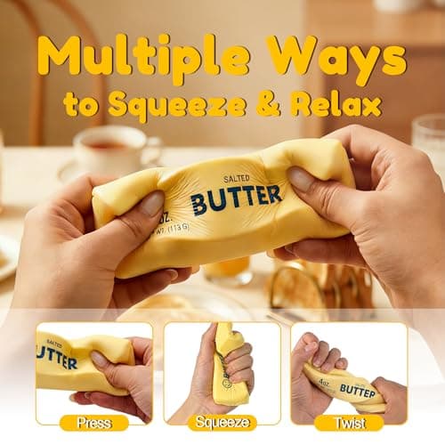 2 PCS Slow Rising Butter Squishy Toys, Soft Squeeze Stress Relief for Office and Home, Sensory Fidget for Anxiety Relief and Focus, Yellow — view 2
