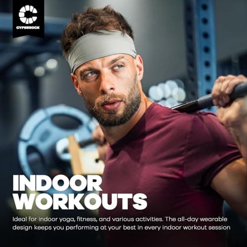 CYPERROCK Sweat Band, 5 Pack Headband Moisture Wicking for Running Sports — view 3