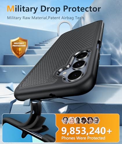FNTCASE for Galaxy A17/A16 5G Phone Case - Samsung A17 Military Grade Drop Protection, 14ft Drop Tested, Screen Protector Included, Anti-Slip Matte Textured, TPU+PC Dual Layer Shockproof Cover (Black) — view 4