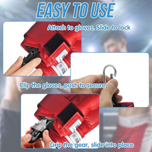 2Pcs Metal Glove Clip Holder for Boxing Bag Gloves | Strong Carabiner Clip to Secure & Carry MMA, Muay Thai Gloves on Backpack, Duffel, Luggage, Gym Bag | Boxing Accessories Organizer — view 5